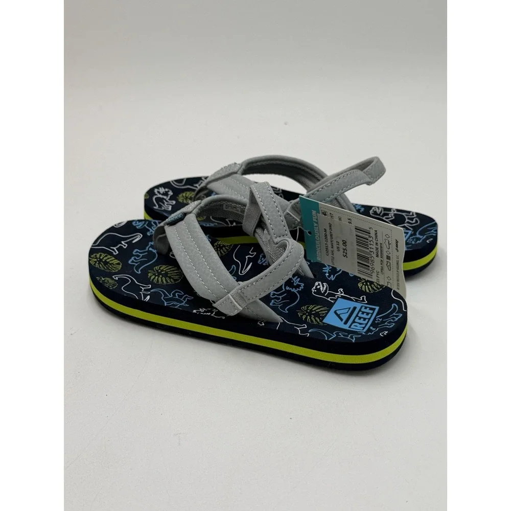 Reef Toddler Little Ahi Water Friendly Dino Flip Flop Boys Girls Size 12 New